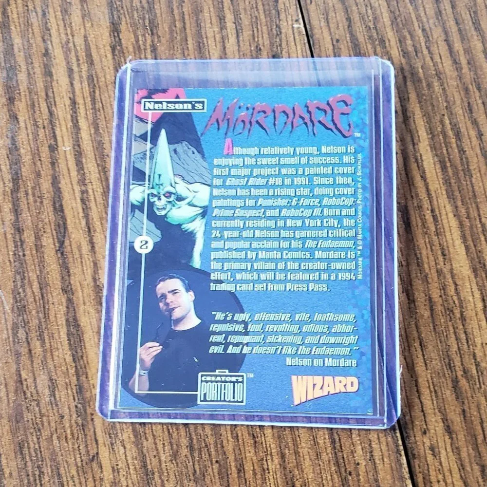 WIZARD MAGAZINE 1993 Nelson's Mordare Manta Comics Card # 2 Creator's Portfolio